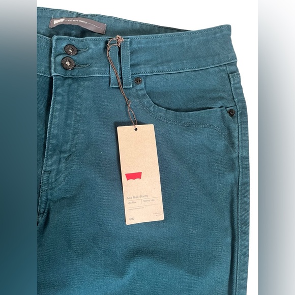 NWT Levi's Mid Rise Skinny Jean Slim Fit Size 12 Medium Teal/Green - Picture 6 of 10